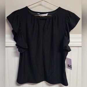SO Goods For Life Cut Out Flutter Sleeve Top XS - New With Tags